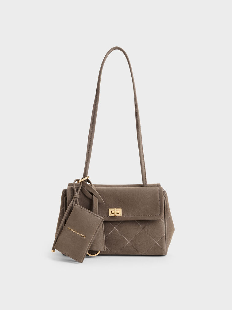 Apfra Quilted Tote Bag, Stone Grey, hi-res