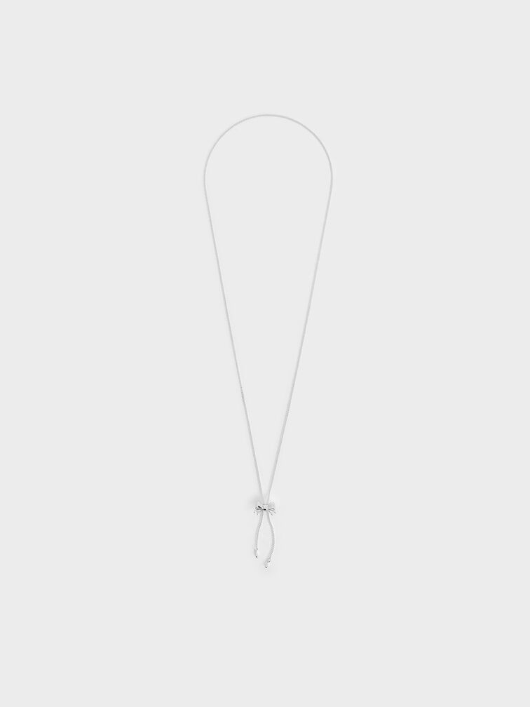 Paige Ribbon Necklace, Silver, hi-res