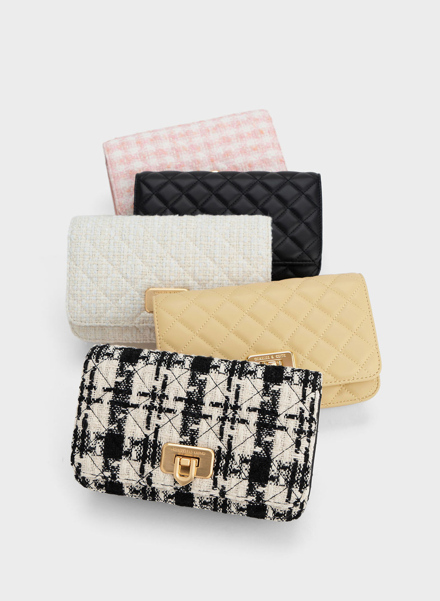 Cressida Tweed Push-Lock Clutch, Chalk, hi-res