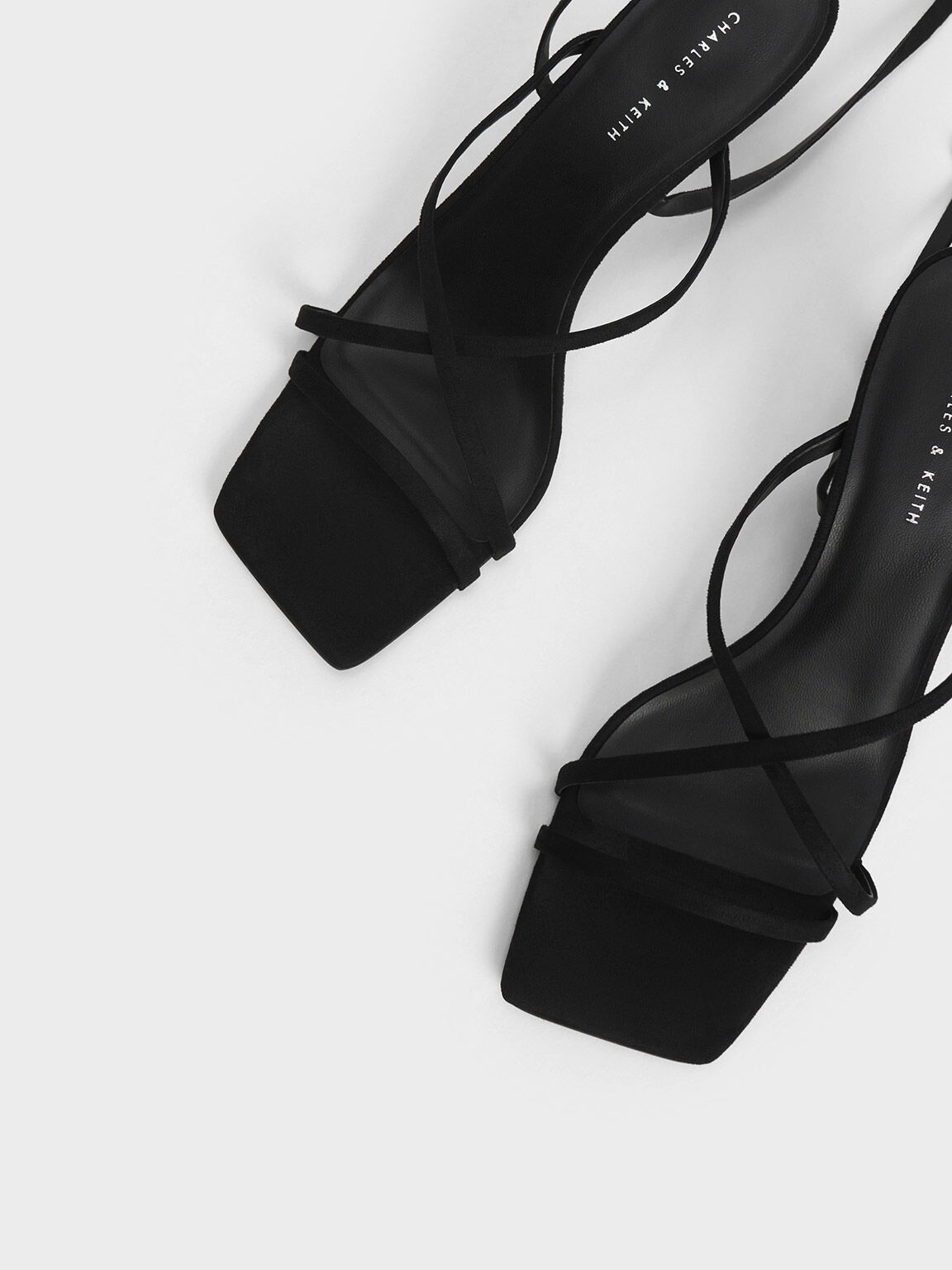 Textured Crossover Strappy Sandals, Black, hi-res