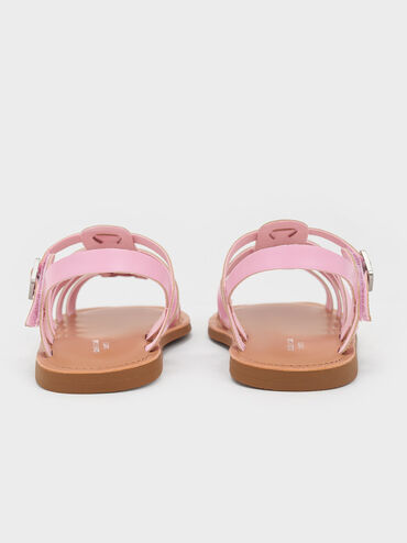 Girls' Caged Sandals, Light Pink, hi-res