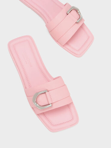 Gabine Leather Slide Sandals, Pink, hi-res