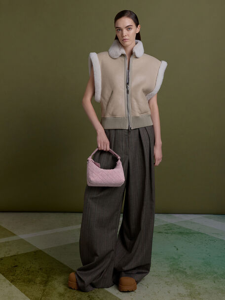 Ivette Woven Shoulder Bag, Cotton Candy Pink, hi-res