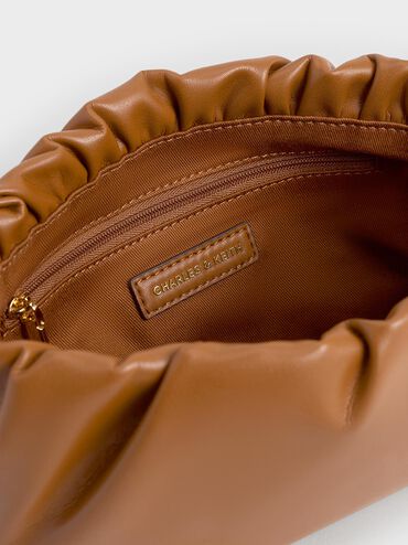 Brigette 抓皺手拿包, 咖啡色, hi-res