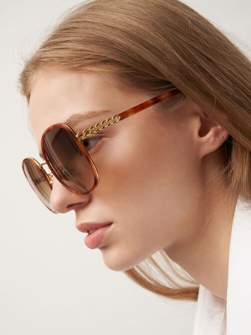 Braided Temple Tortoiseshell Butterfly Sunglasses, T. Shell, hi-res