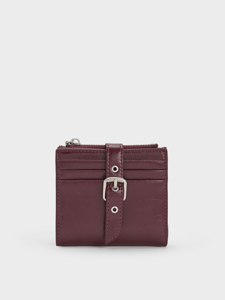 Blaise Grommet-Belt Top-Zip Small Wallet, Wineberry Red, hi-res