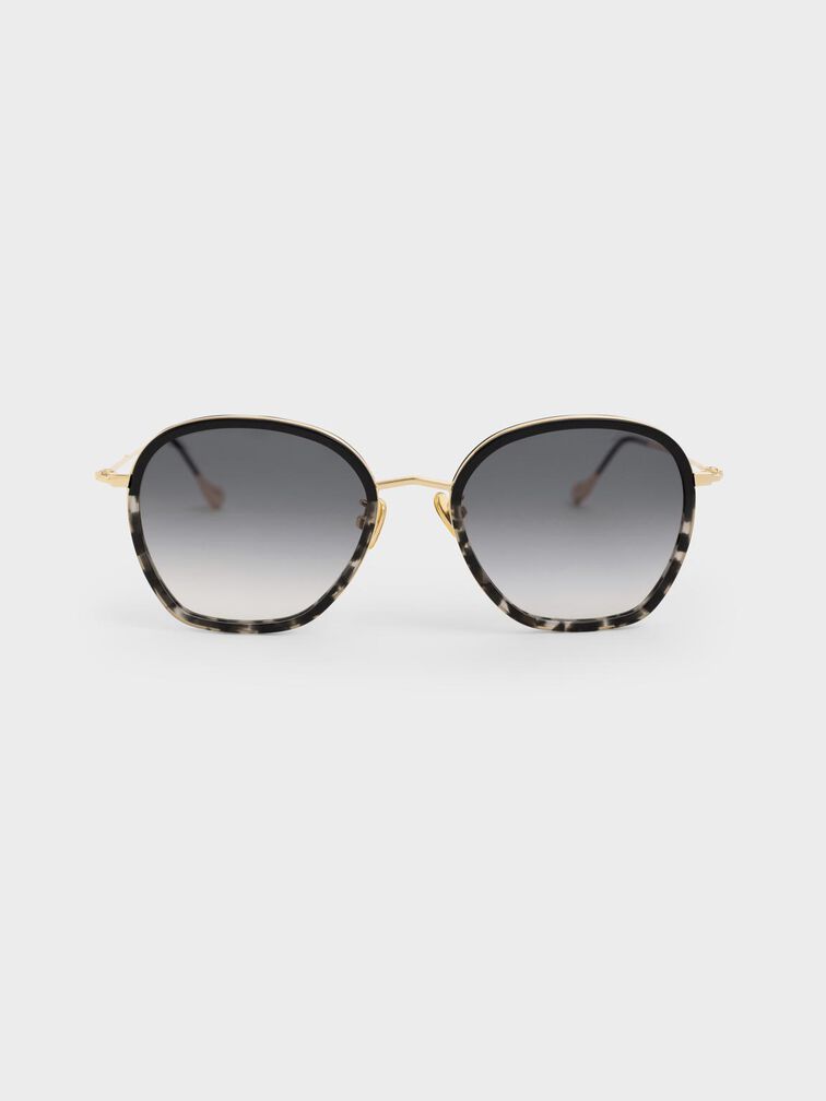 Black Recycled Acetate Wire-Frame Sunglasses - CHARLES & KEITH OM