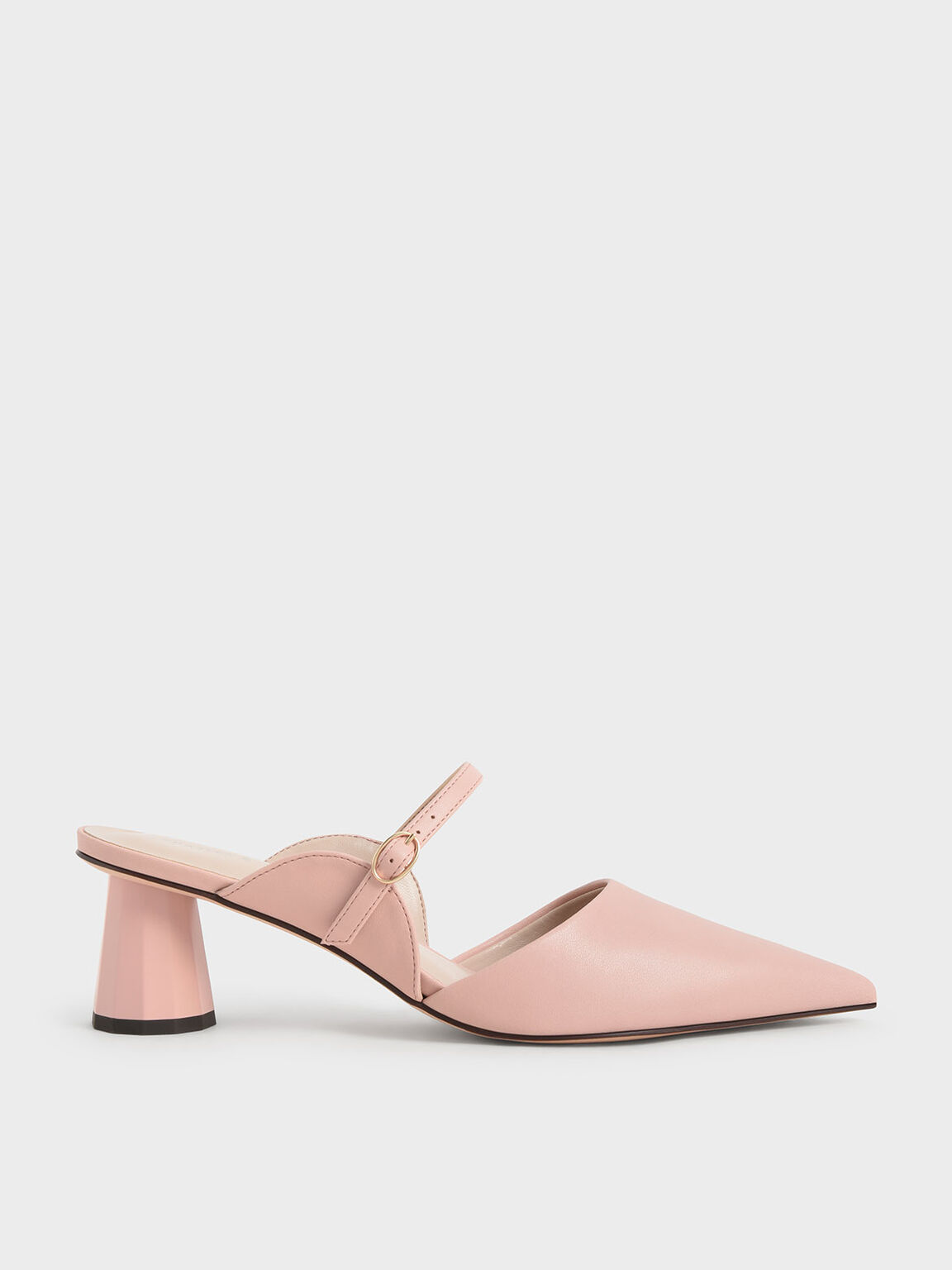 Front Strap Cone-Heel Mules, Light Pink, hi-res