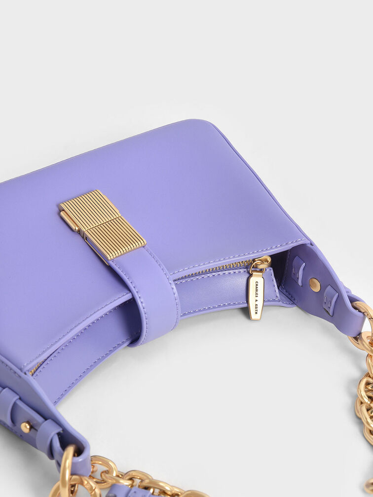 Chain Handle Shoulder Bag, Lilac, hi-res