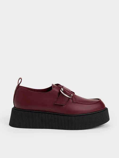 Cordova Buckled Platform Loafers, Burgundy, hi-res