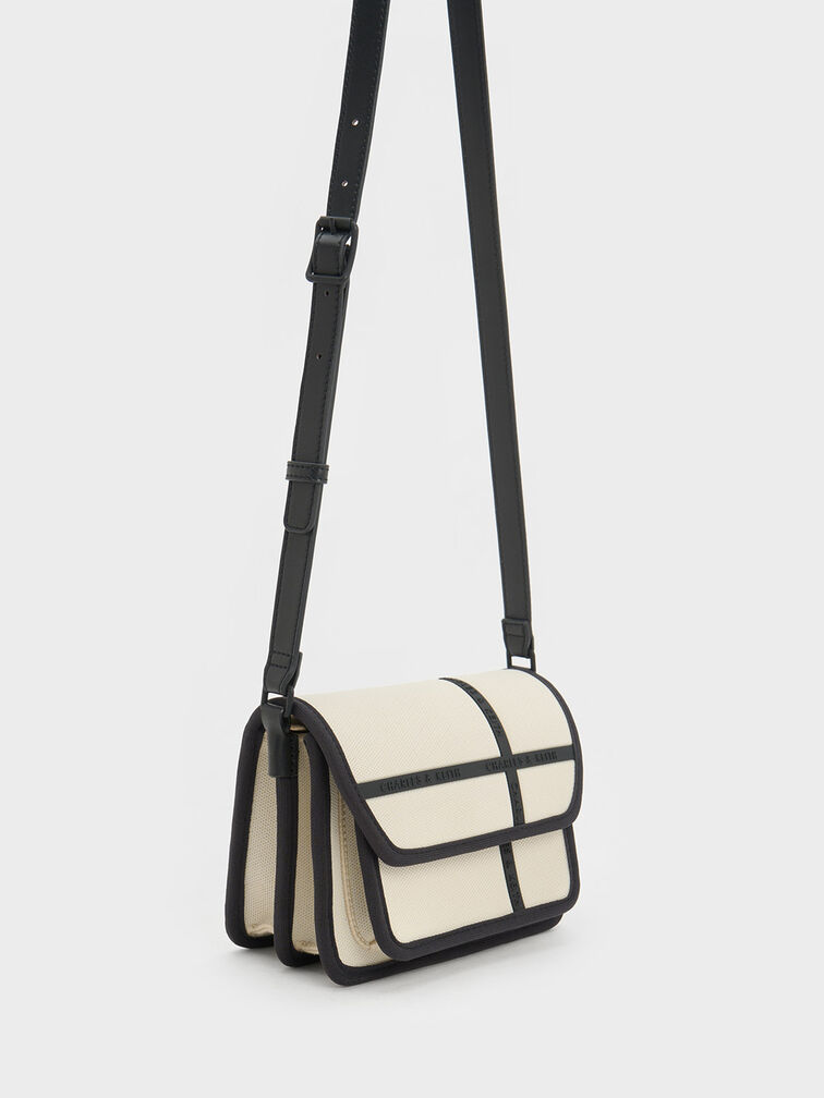Avenue Contrast-Trim Crossbody Bag, Cream, hi-res