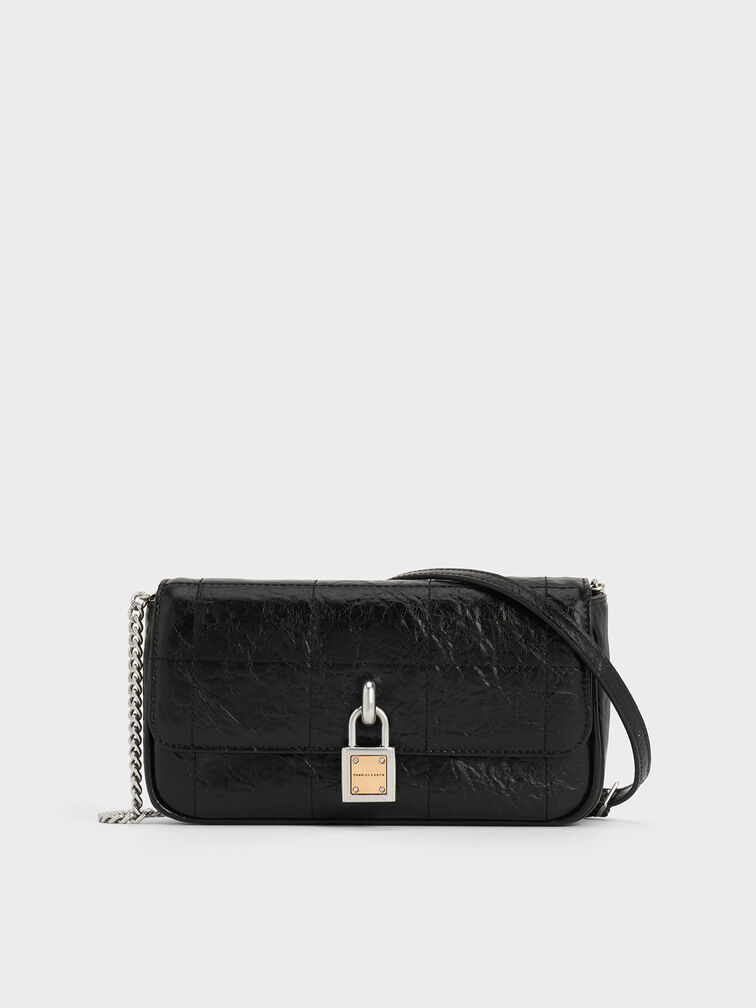 Suki Padlock Crossbody Bag, Noir, hi-res