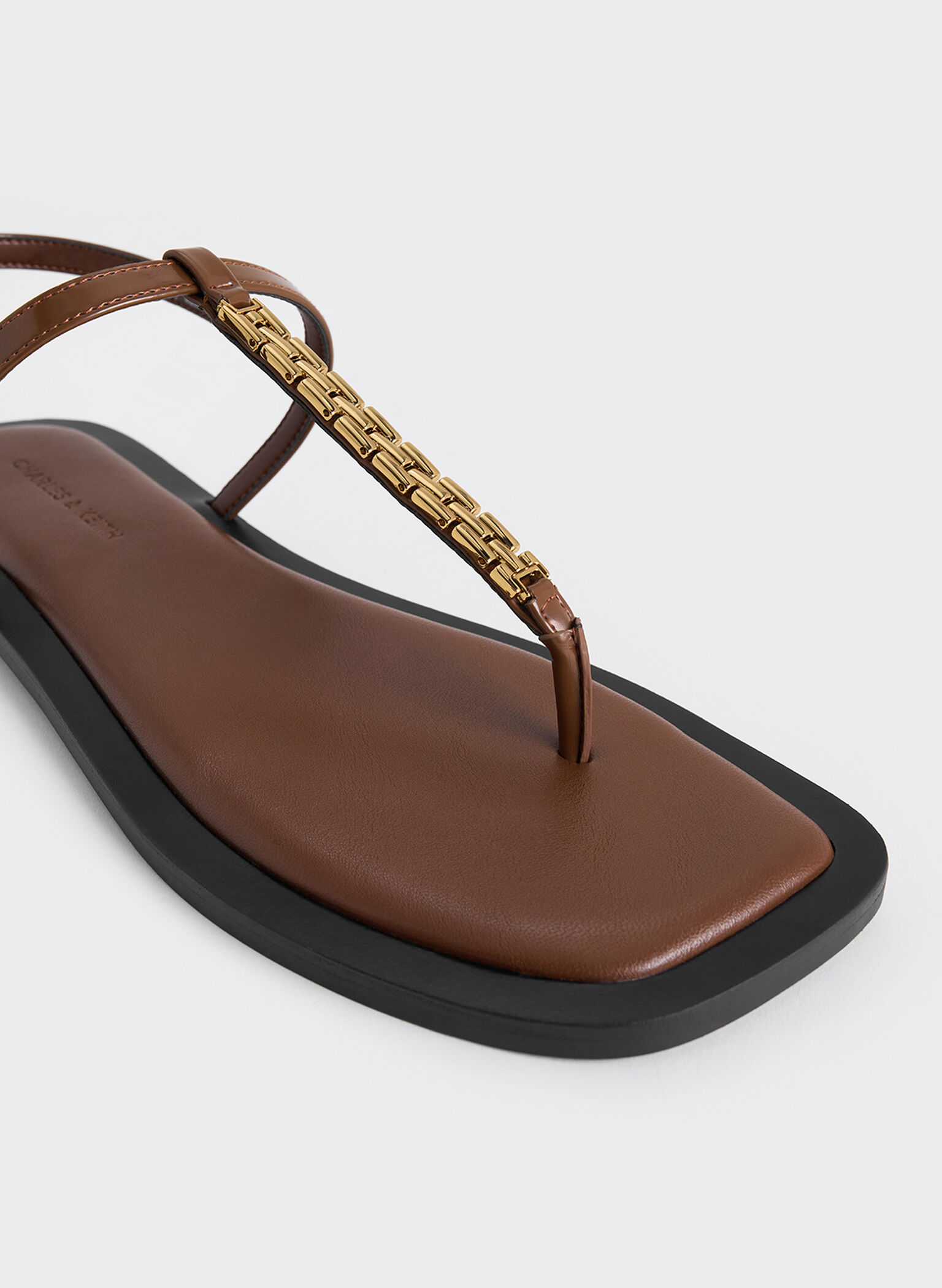 Chain-Link Thong Sandals, Brown, hi-res