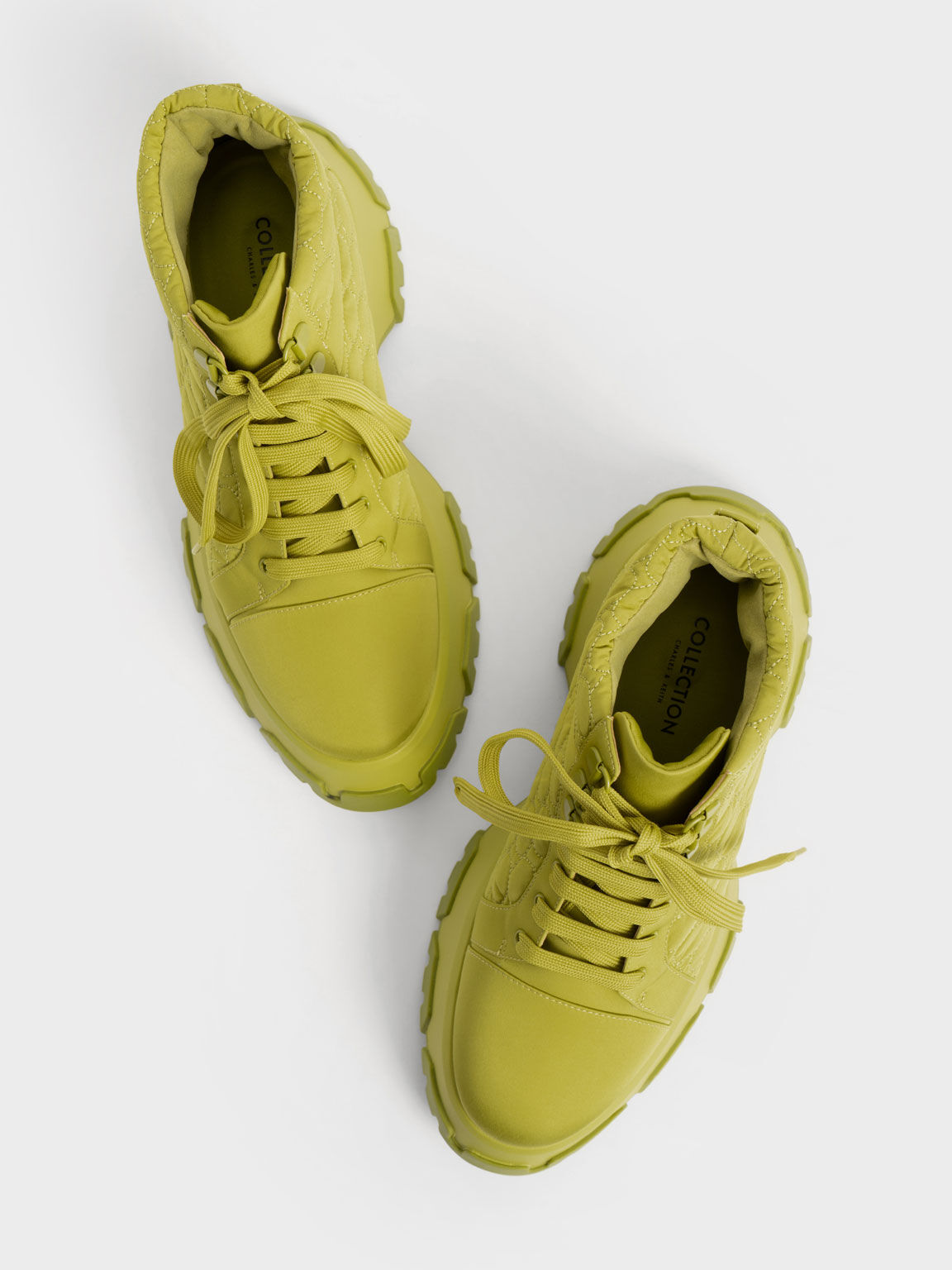 Recycled Polyester High-Top Sneakers, Lime, hi-res