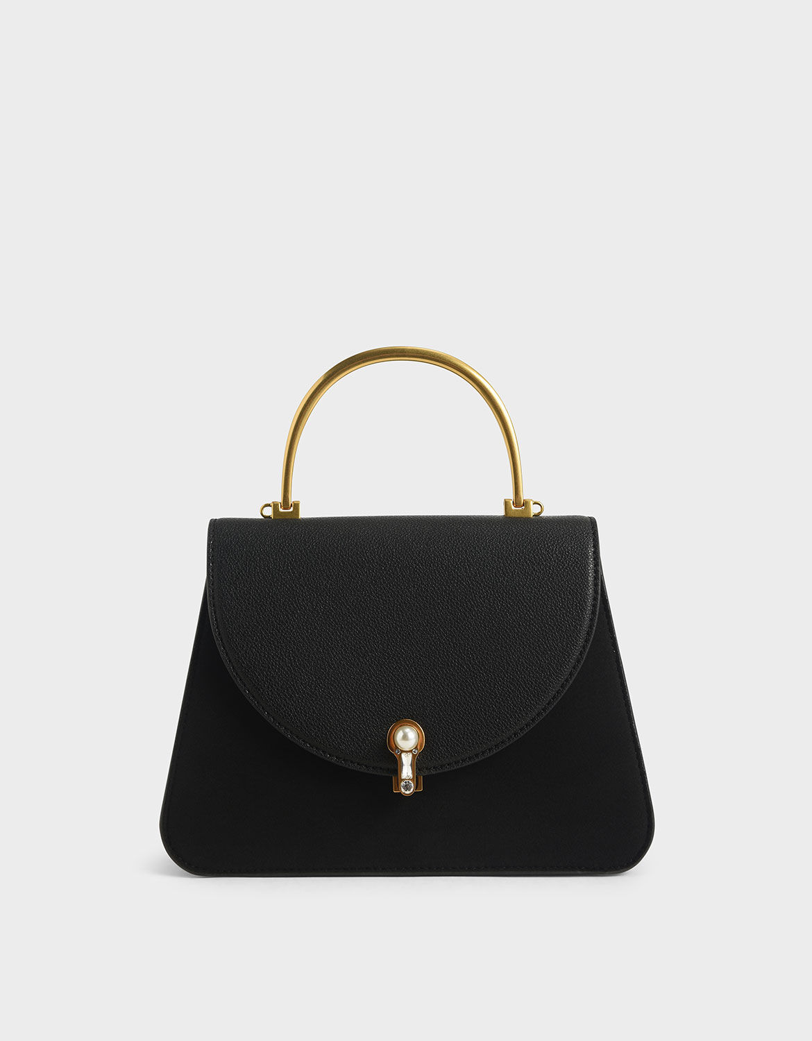 charles and keith textured chain handle bag