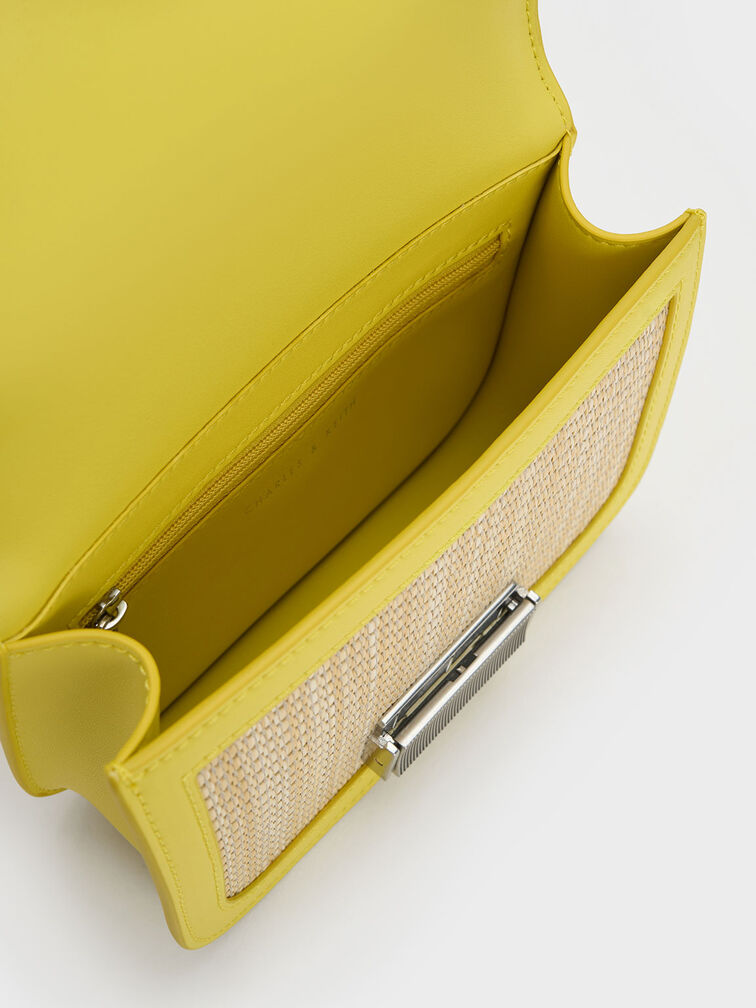 Yellow Charlot Raffia Chain Strap Bag - CHARLES & KEITH US