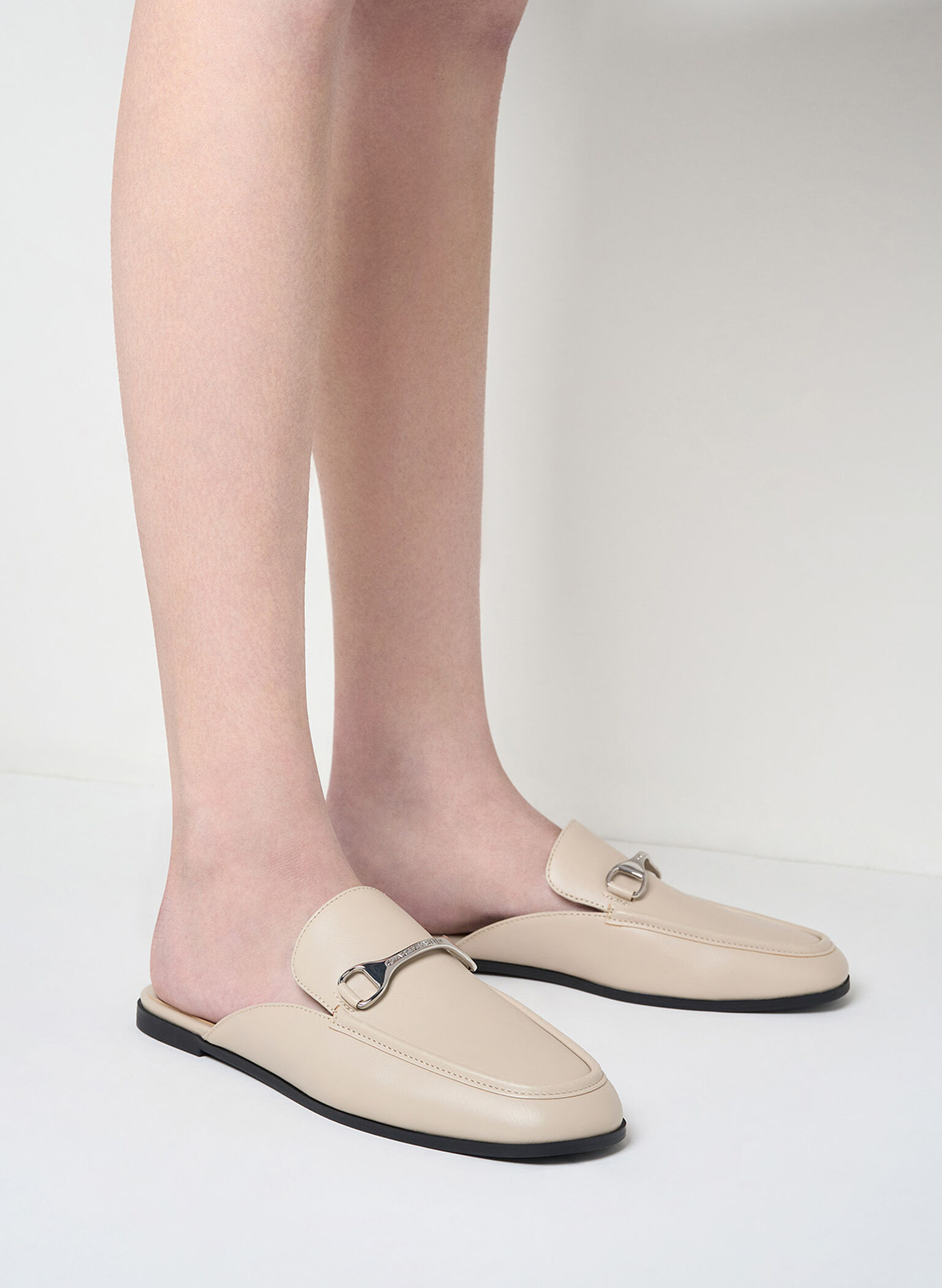 Leslie Metallic-Accent Mules, Beige, hi-res