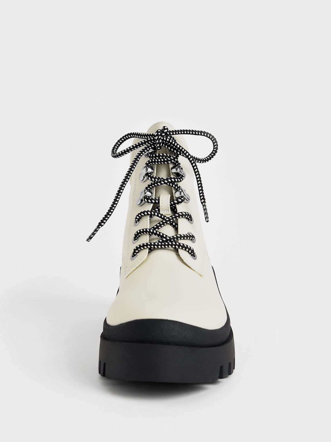 Lace-Up Gripped Sole Ankle Boots, Chalk, hi-res