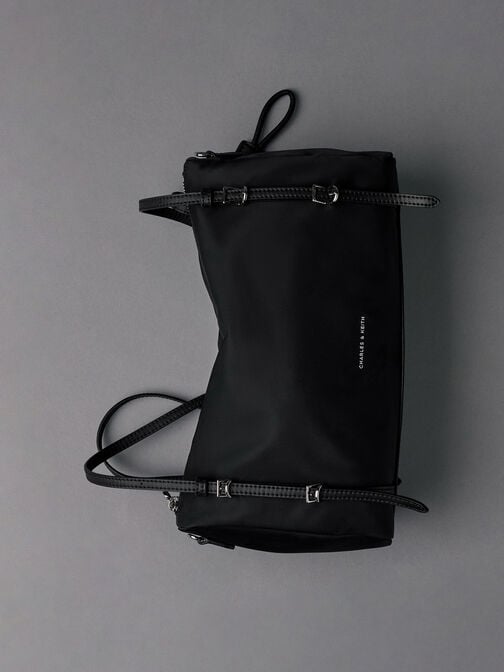 Levy Nylon Shoulder Bag, Noir, hi-res