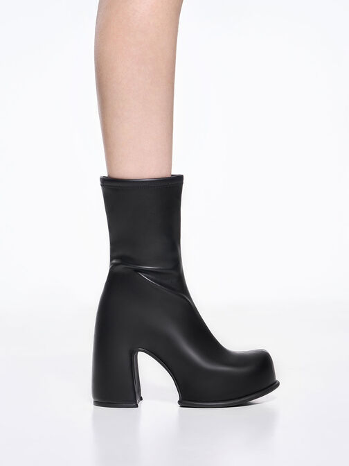 Pixie Platform Ankle Boots, Black, hi-res