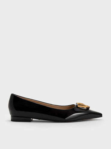 Black Gabine Patent Leather Ballerinas - CHARLES & KEITH US