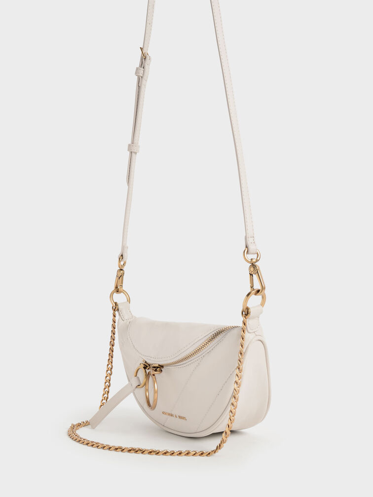 Ivory Chevron Quilted Crossbody Purse - Kendry Collection Boutique