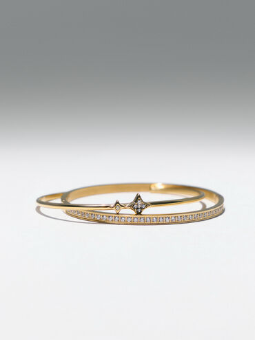 Hermione Crystal Bangle, Gold, hi-res