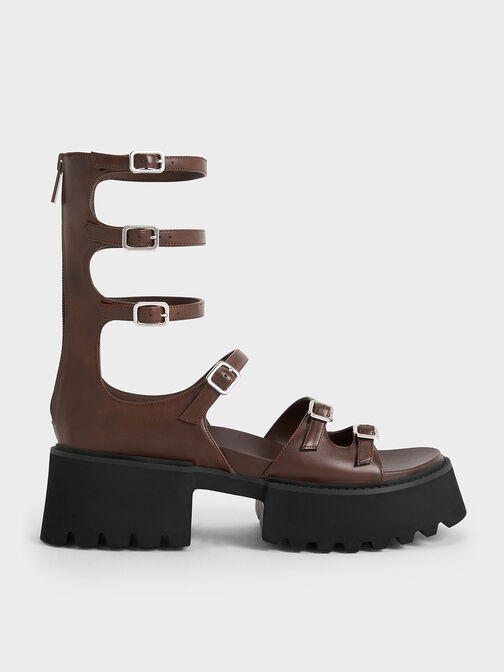 Lyric Gladiator Platform Sandals, Brown, hi-res