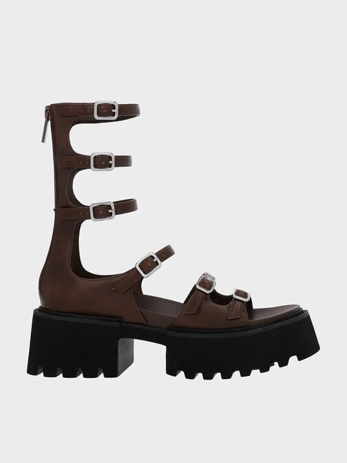Lyric Gladiator Platform Sandals, Brown, hi-res