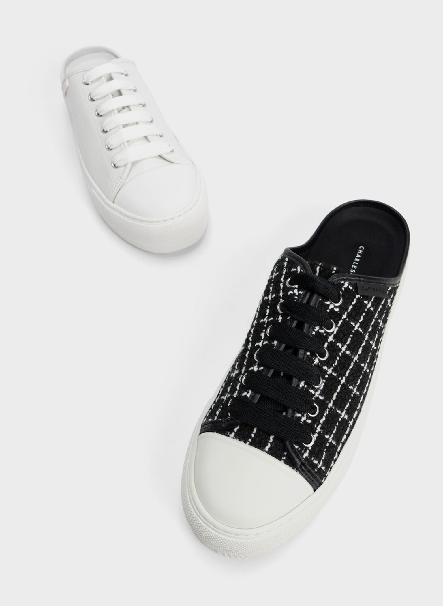 Black Tweed Slip-On Sneakers - CHARLES & KEITH AU