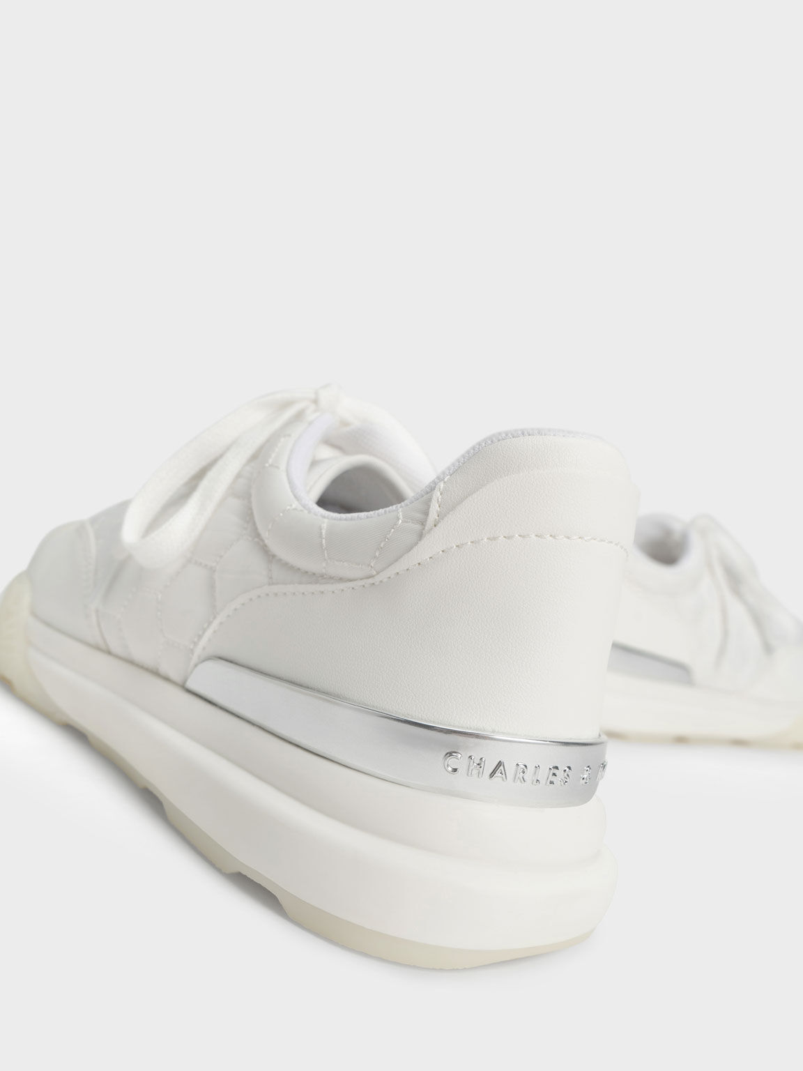 Nylon Low-Top Sneakers, White, hi-res