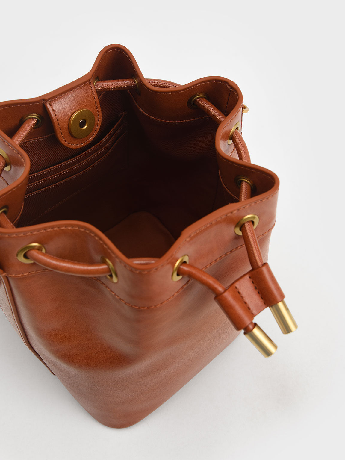 Woven Handle Bucket Bag, Brick, hi-res