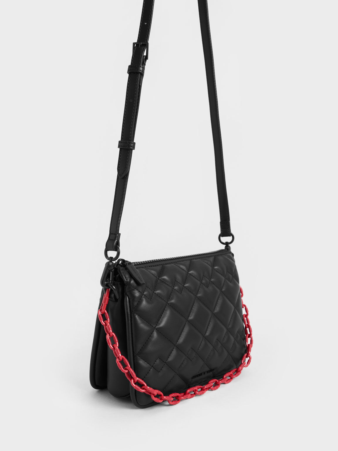 Lana Quilted Shoulder Bag, Black, hi-res