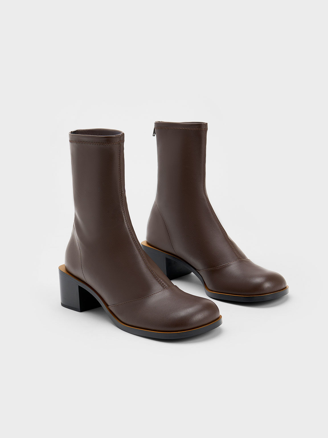 Stitch Trim Ankle Boots, Dark Brown, hi-res