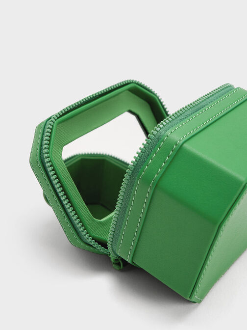 Geometric Boxy Top Handle Bag, Green, hi-res