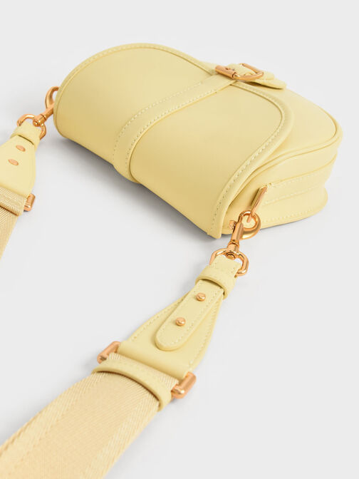 Flora Belted Saddle Bag, Yellow, hi-res
