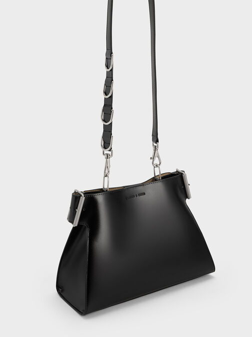 Lexie Side-Buckle Trapeze Shoulder Bag, Noir, hi-res