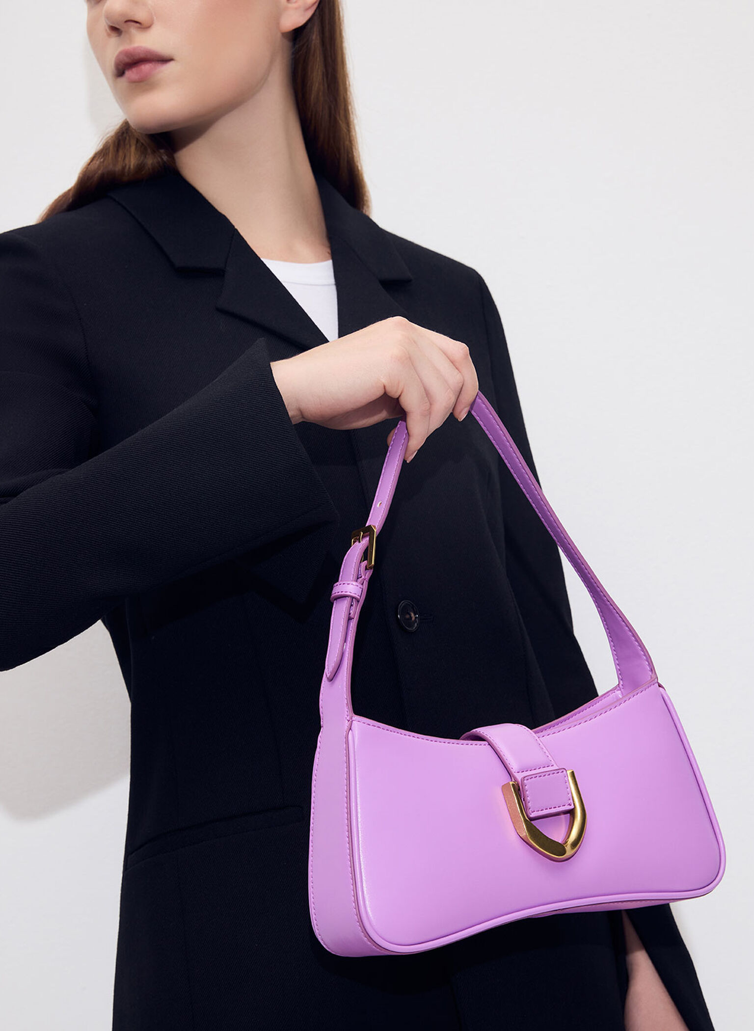 Bolso de hombro curvo Gabine, Violeta, hi-res