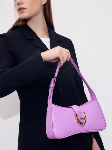 Gabine Curved Shoulder Bag, Violet, hi-res