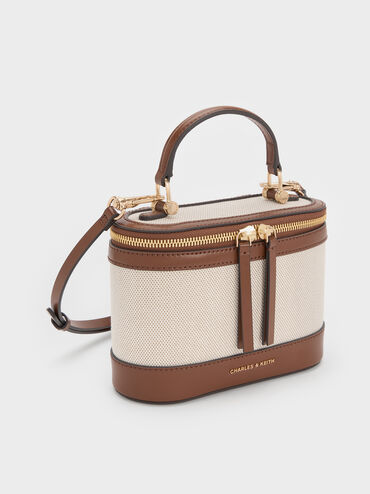 Enola Canvas Top Handle Vanity Bag, Chocolate, hi-res