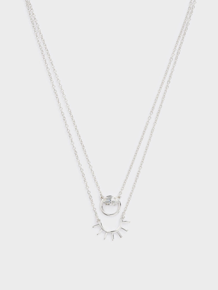 Swarovski® Crystal Pendant Princess Necklace - Silver