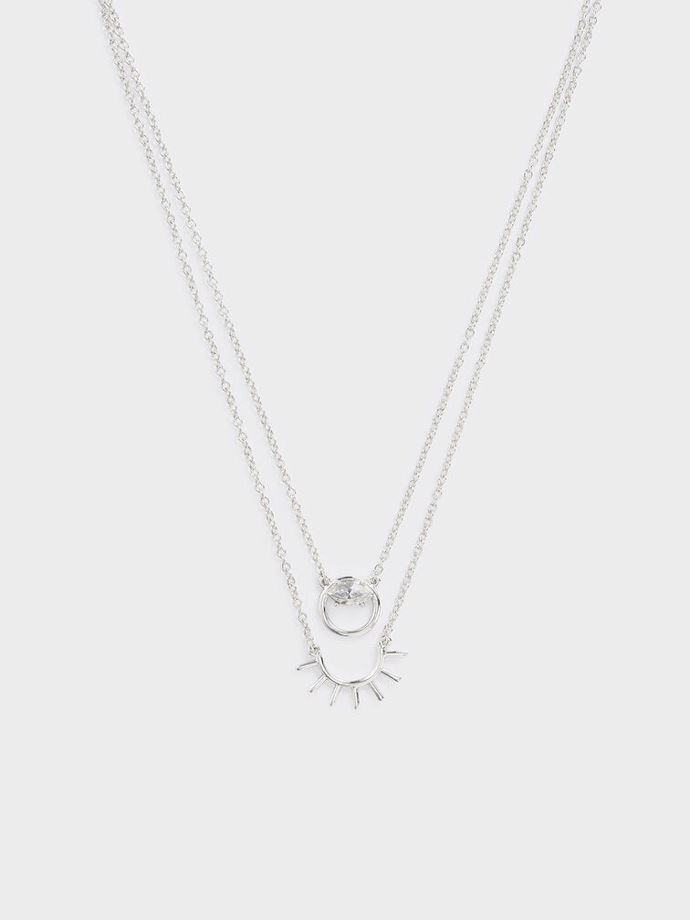 Swarovski® Crystal Pendant Princess Necklace, Silver, hi-res