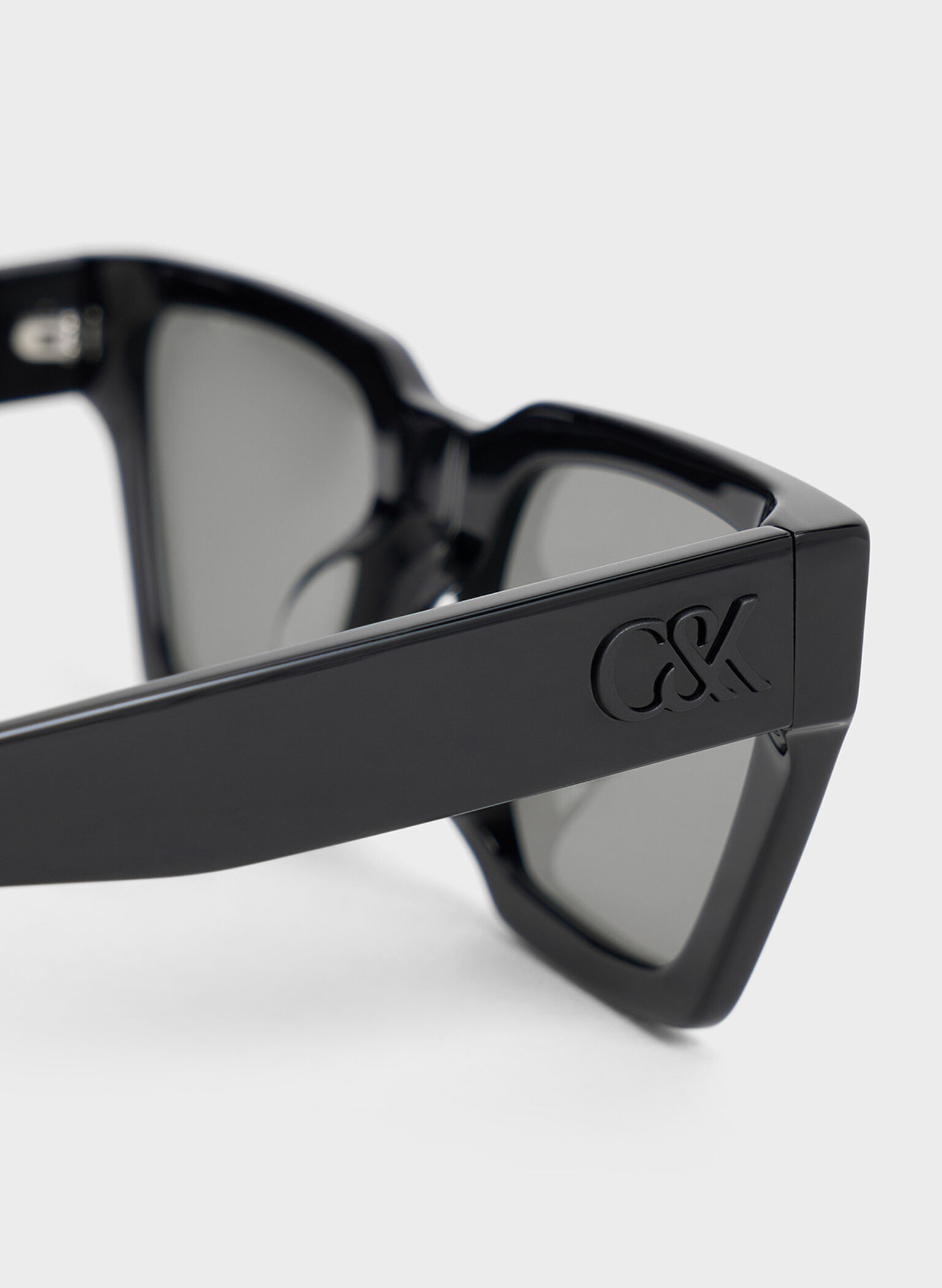 Recycled Acetate Angular Sunglasses, Jet Black, hi-res