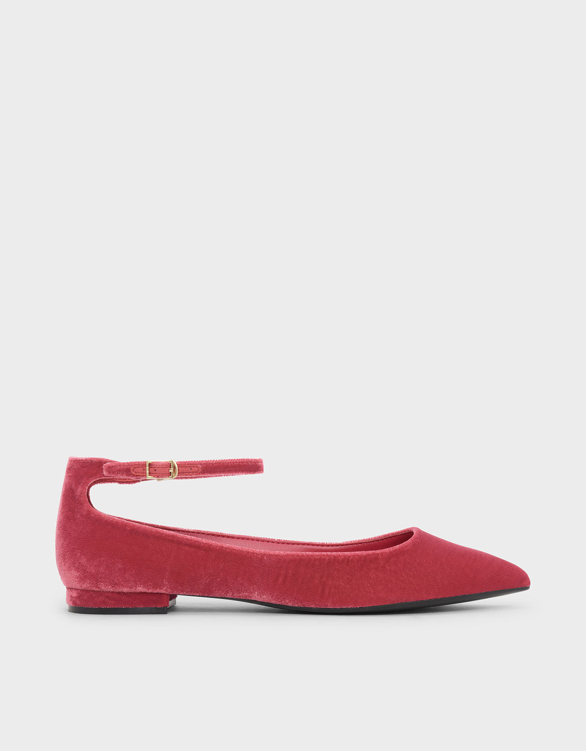pink flats with ankle strap