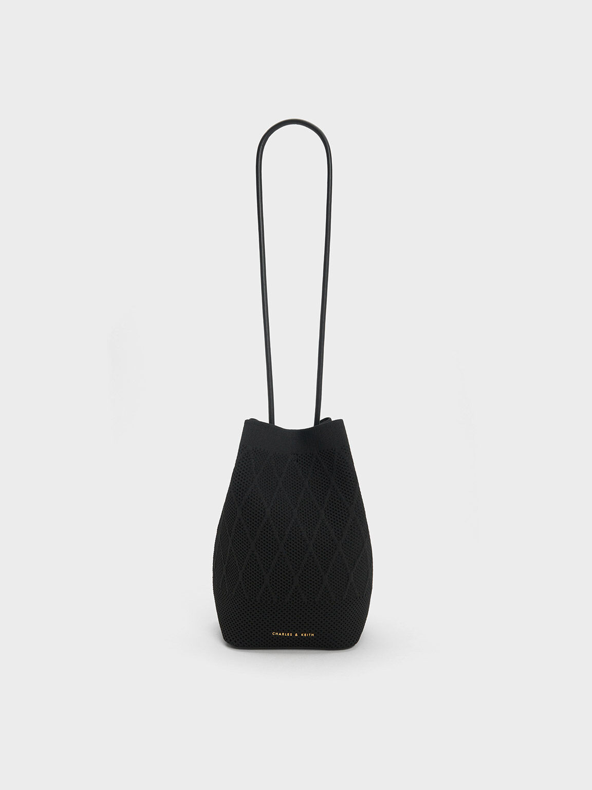 Genoa Knitted Drawstring Bag, Black, hi-res