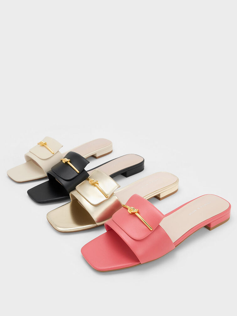 Knotted Accent Slide Sandals, Chalk, hi-res