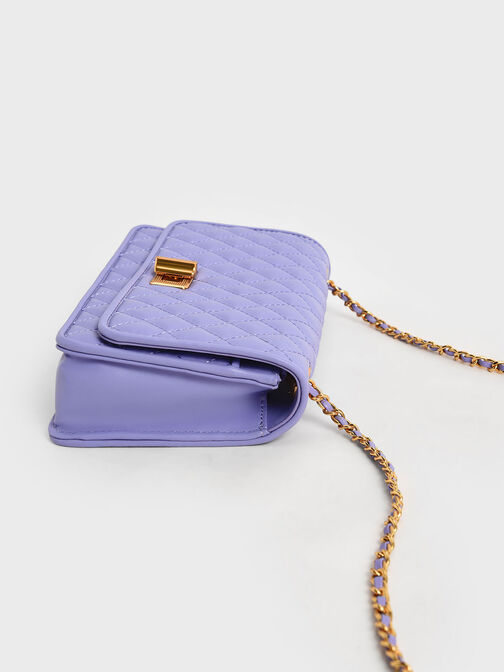 Quilted Turn-Lock Evening Clutch, Lilac, hi-res