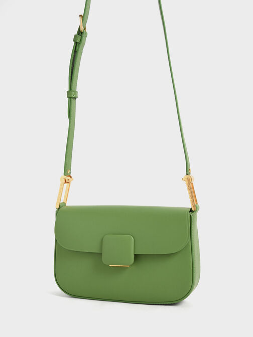 Green Pu Leather Charles Keith Latest Handy Sling Bag, For Office