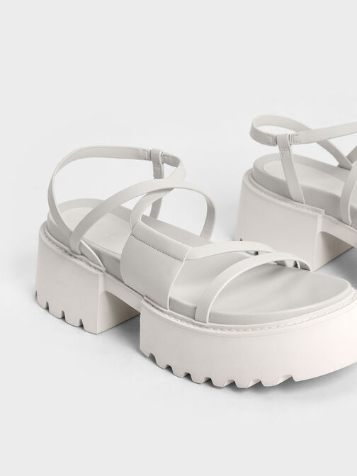 Nadine Strappy Platform Sandals, White, hi-res