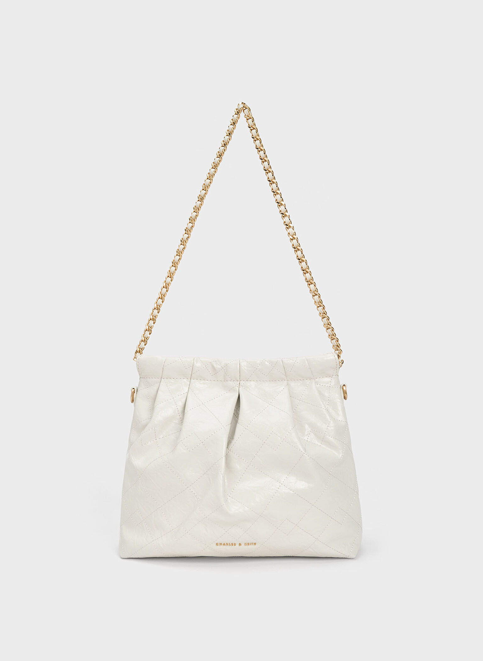 White Duo Chain Handle Shoulder Bag - CHARLES & KEITH US
